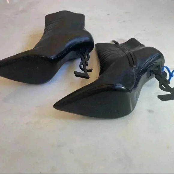 Yves Saint Laurent YSL OPYUM Booties Leather Black 39 9 Point Toe Ankle Boots - Picture 6 of 13